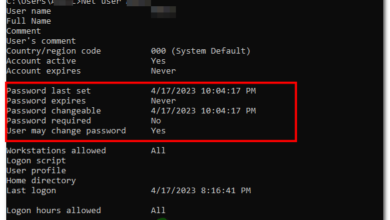 Last Change Password Information on CMD